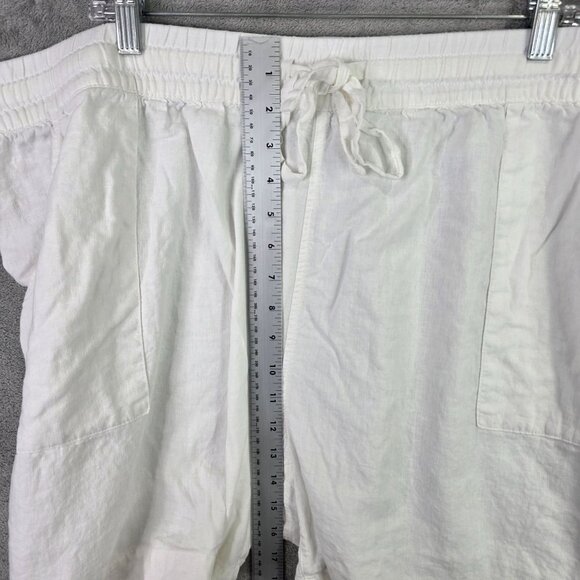 Womens Cynthia Rowley White Linen Rayon Blend Shorts Drawstring Pockets 2X - Picture 4 of 9